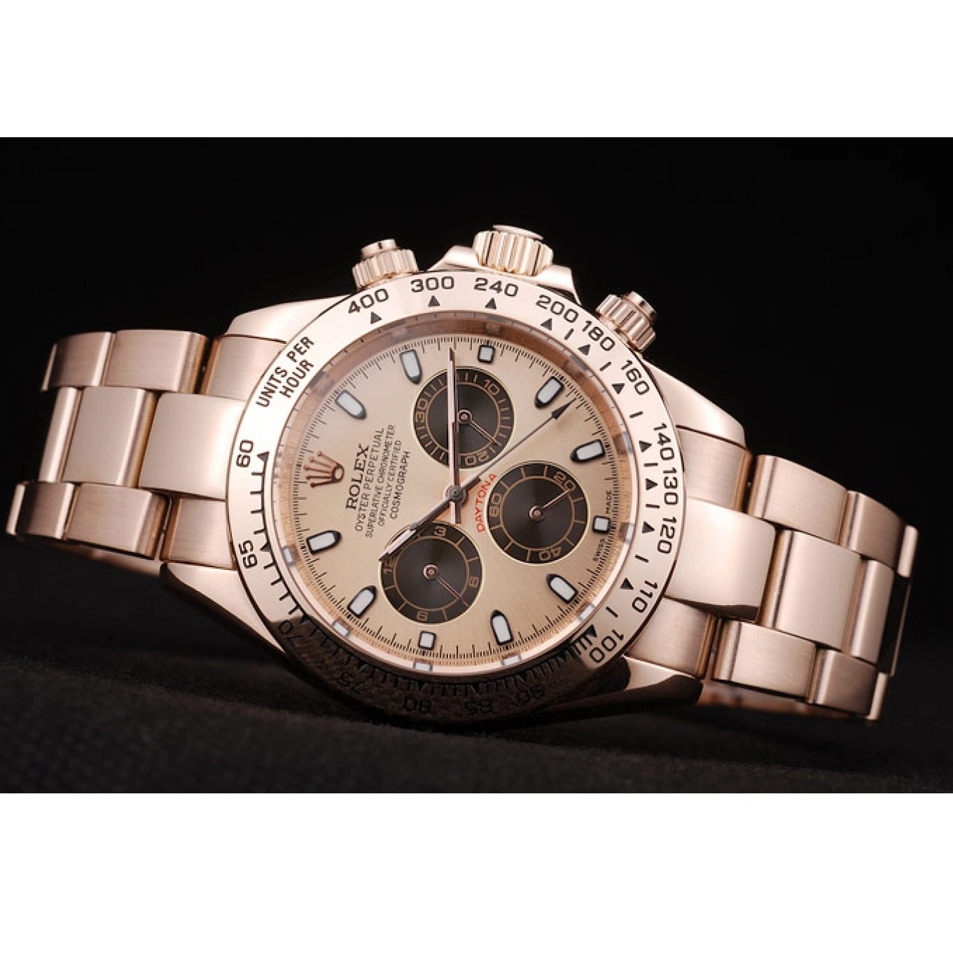 Rolex aaa copy Daytona Steel Rose Stainless Bezel Plated Rose Dial Gold Gold Rolex 0531